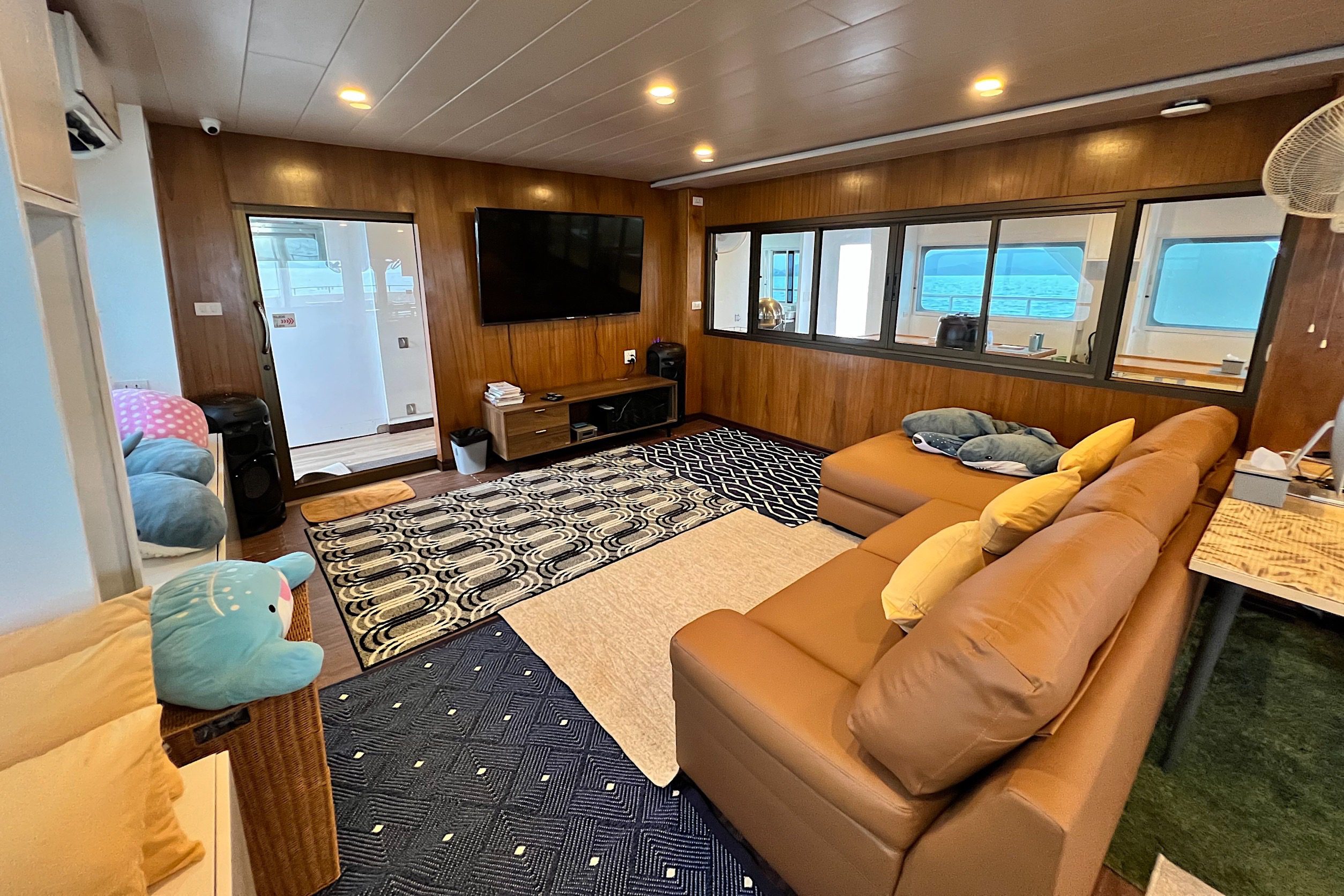 IMG_8234 - Copy Lounge on MV Koon 9 with leather sofas and a television